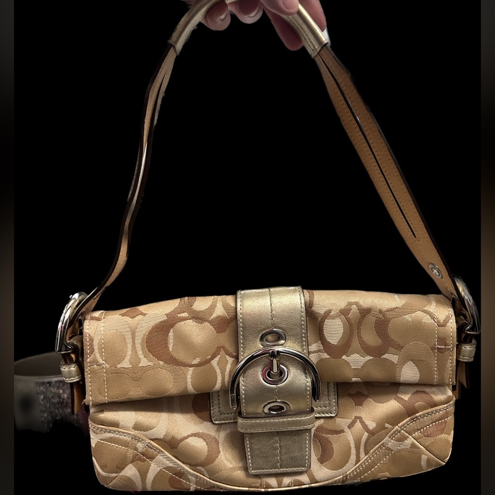 Vintage Coach clutch shoulder bag-gold C print